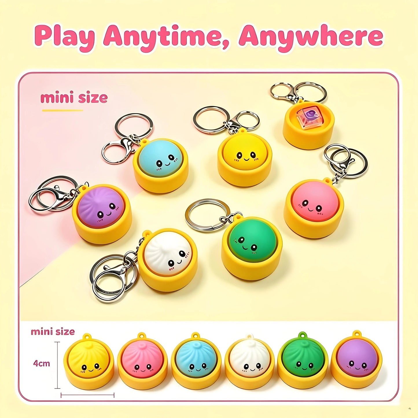🔥 LAST DAY 49% OFF🔥 Cute Dumpling Pressable Fidget Keychain - touch sensing light