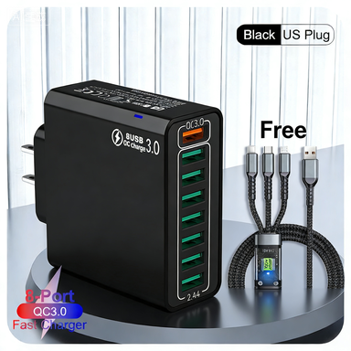 📢📢50% OFF !! ⏰8-Port USB Fast Charging Mobile Phone Charger
