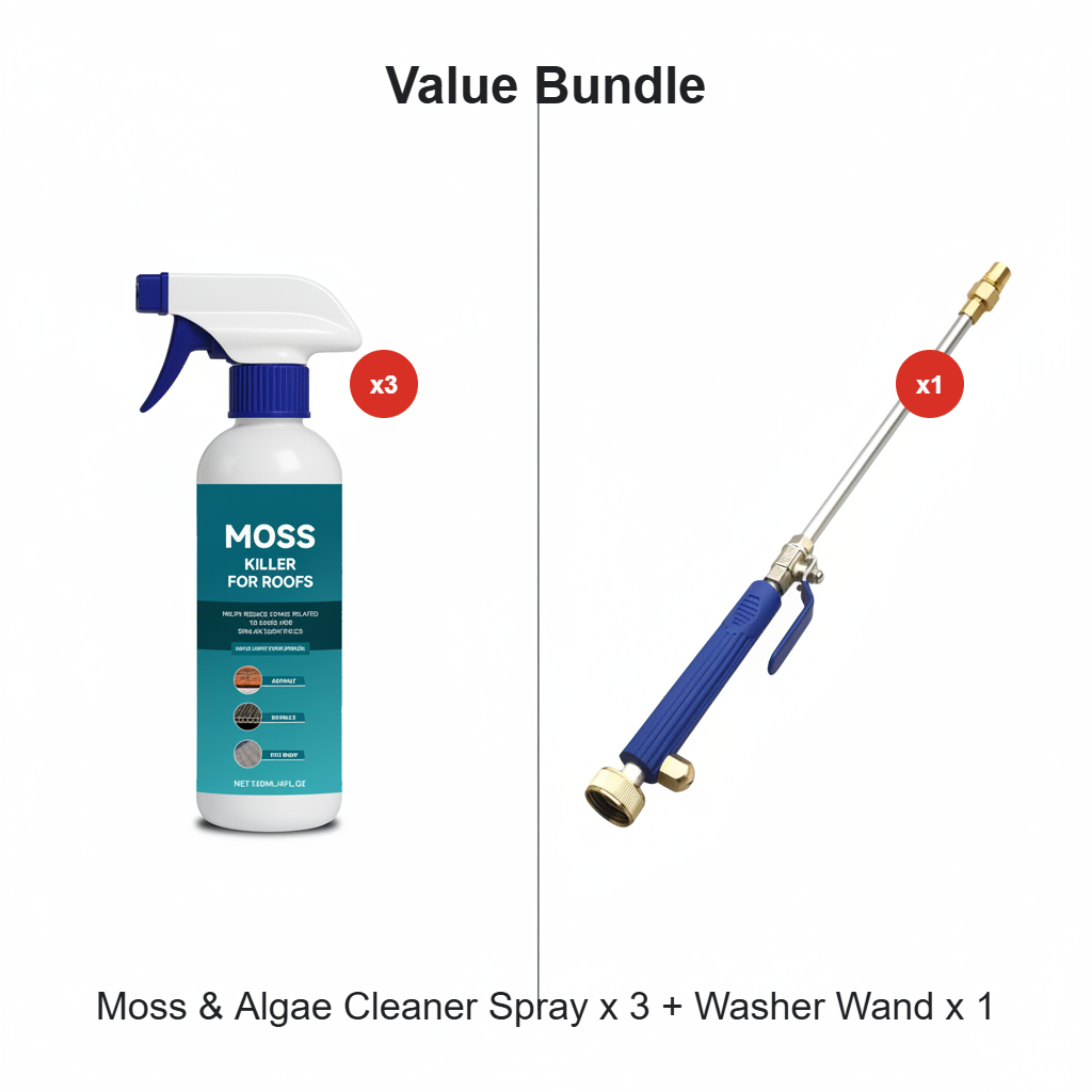 ๐ง๏ธ Multi-Surface Roof Moss & Algae Cleaner Spray โ Spray, Rinse, and Watch It Shine! ๐ โจ Tough on moss, gentle on plants โ a cleaner roof in minutes. ๐ฟ๐ง