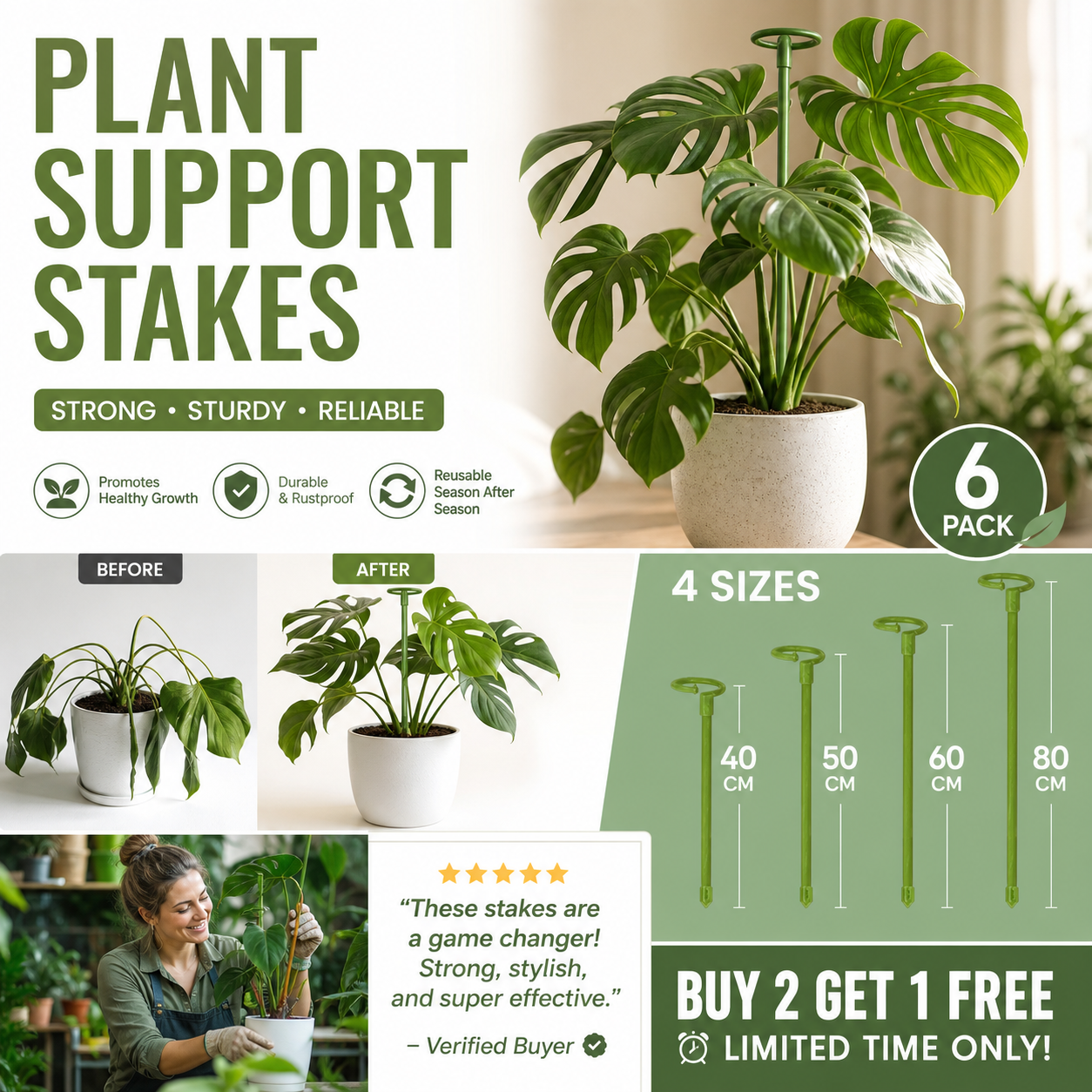 A semi-circular support frame to prevent drooping flowers, suitable for hydrangeas, roses, monstera, indoor potted plants, and outdoor garden vegetables.