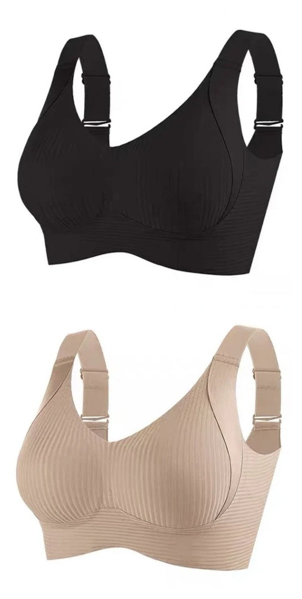 💕Subtle Striped Seamless Bra with W-Support – Comfort & Style!