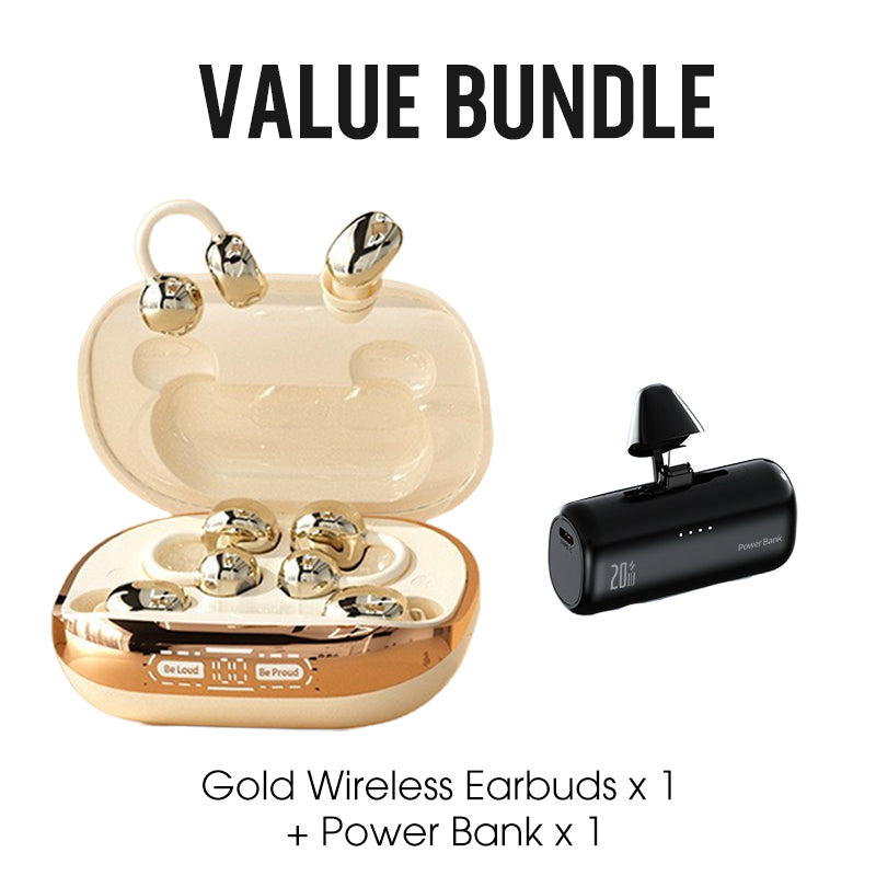 Bluetooth 6.0 Clip-On & In-Ear Wireless Earbuds