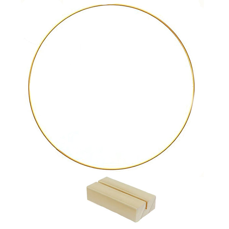 ⏳Limited-time 50% off⏰Gold Metal Floral Hoop Centerpiece with Wooden Stand🌸✨
