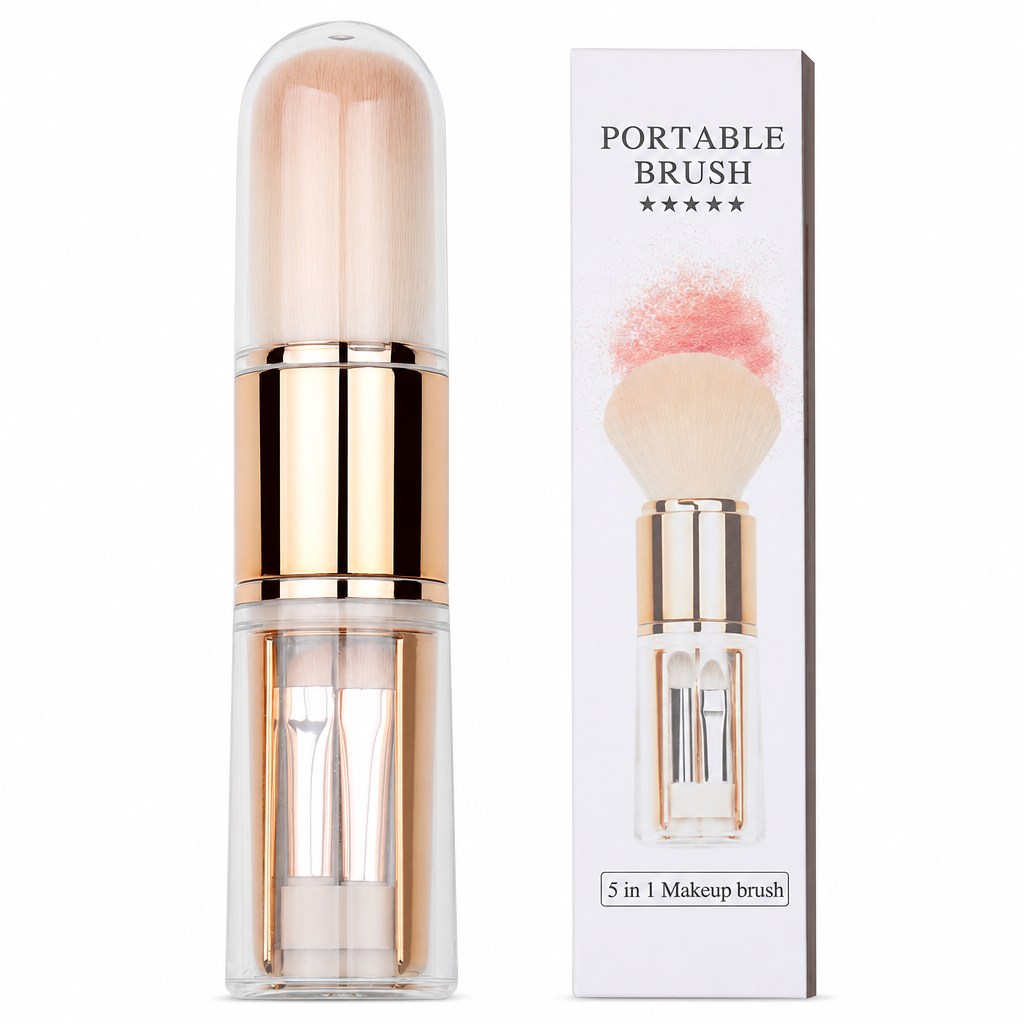 💄 50% Off Now ✨ Portable Retractable Makeup Brush Set — 5-in-1 Travel Capsule 🧳