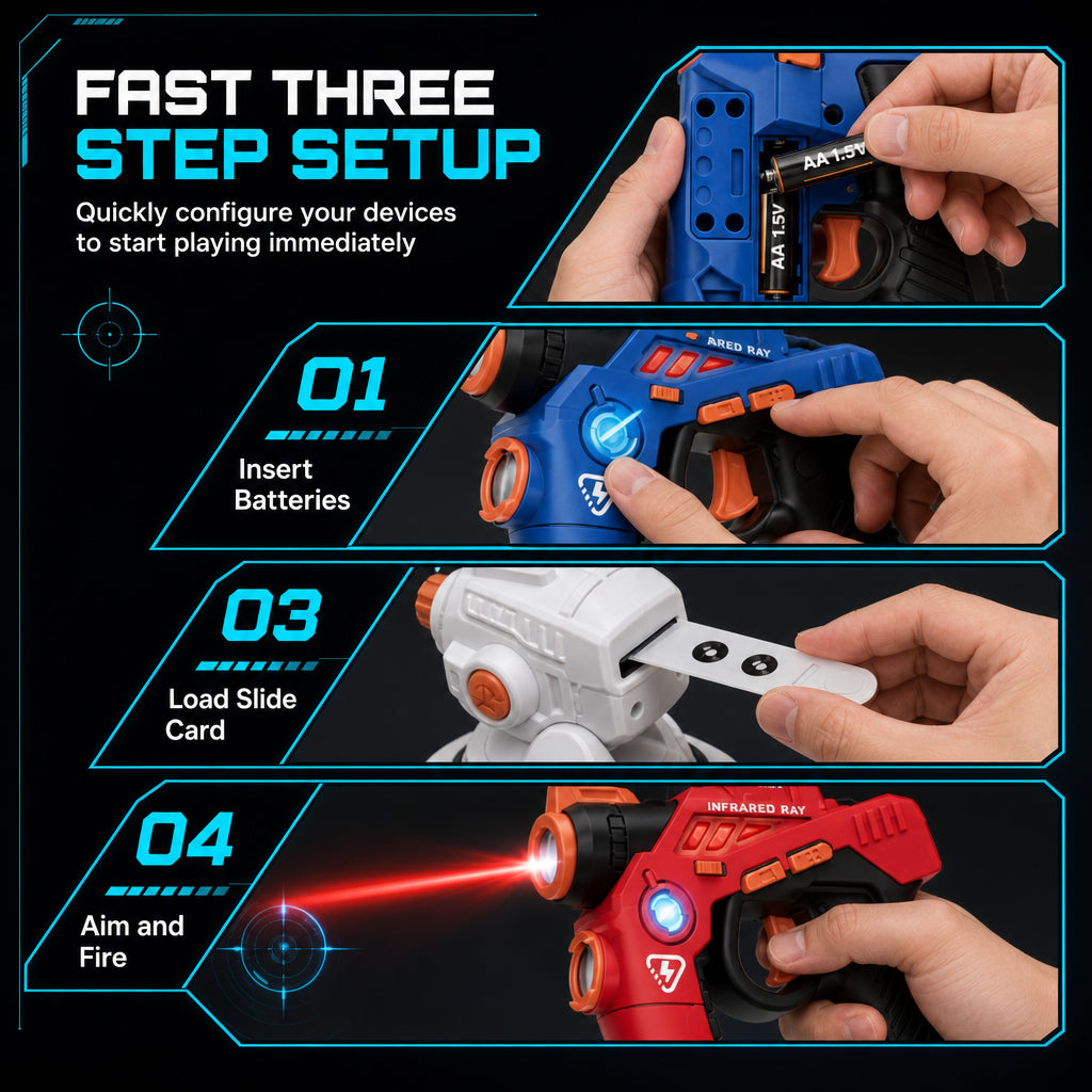 Kids Infrared Laser Battle Toy Gun Set with 2 Mini Pistols and 1 Projector featuring Sound and Light
