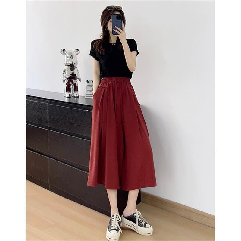Fashionable Thin Ice Silk Wide-leg Pants Skirt