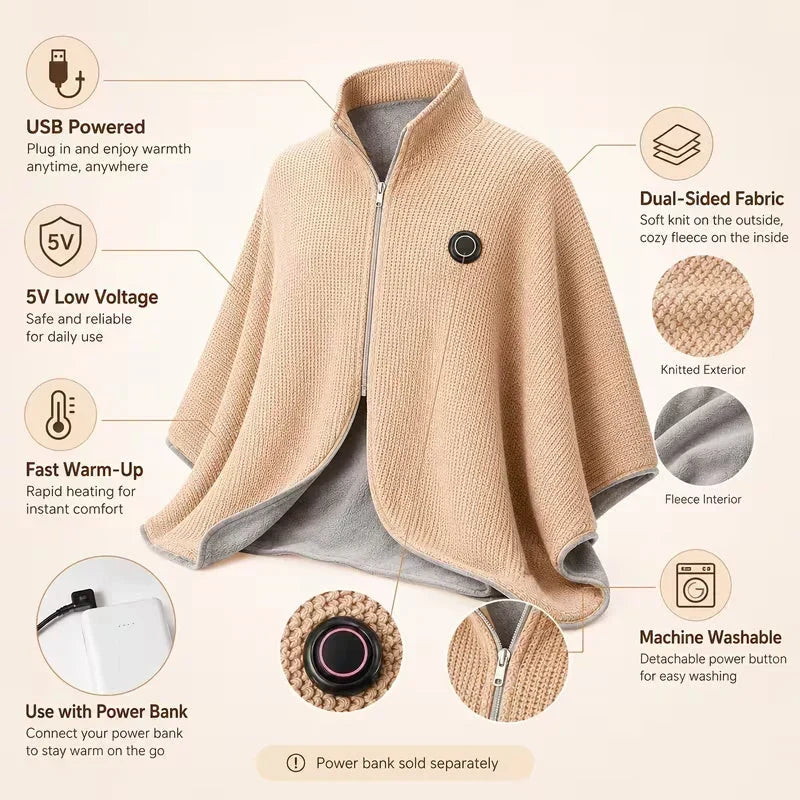 🔥 Christmas Sale — 50% OFF! ❄️ Stay Warm All Winter — Portable Electric Heated Blanket Shawl