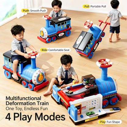 🚂 Treno Giocattolo per Bambini – Grande Locomotiva Trasformabile da Cavalcare, puoi spingerlo, tirarlo, sederti e cavalcarlo. Gioco sicuro per bambini piccoli, stimola la motricità e la creatività.