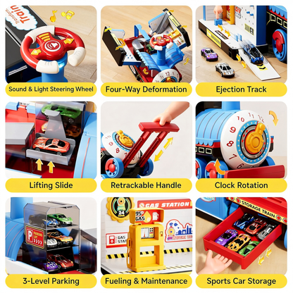 🚂 Treno Giocattolo per Bambini – Grande Locomotiva Trasformabile da Cavalcare, puoi spingerlo, tirarlo, sederti e cavalcarlo. Gioco sicuro per bambini piccoli, stimola la motricità e la creatività.