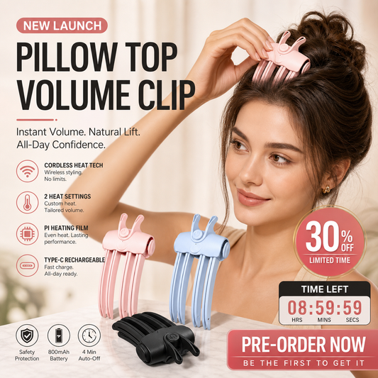 🎉48K+ Sold 💇 Wireless Heated Volumizing Root Lift Clip, Portable Travel Hair Styling Tool for Flat Fine Hair