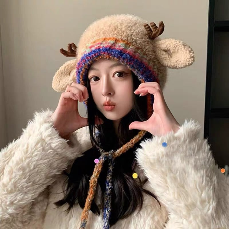 💖LAST DAY PROMOTION - 50%OFF 💖 Plush lamb-shaped hat and cute earmuffs