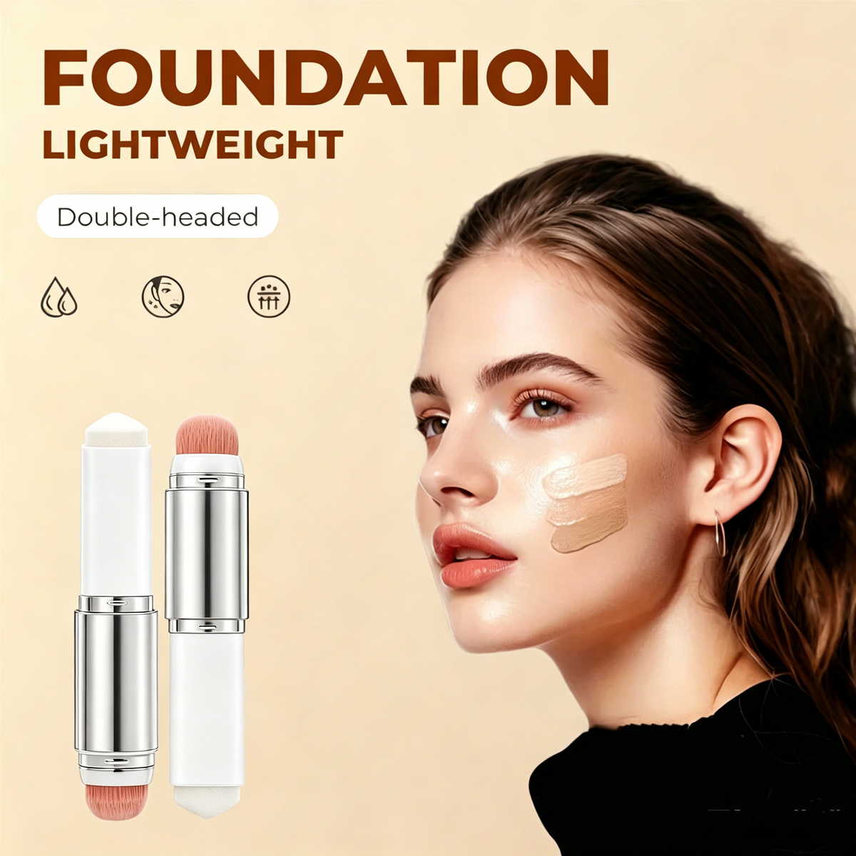 🎉[OFFICIAL PRODUCT] BLANC Cover Cream Stick V / Detachable Brush - Korean Color-Changing Foundation Stick with Collagen Capsules (0.45 oz)