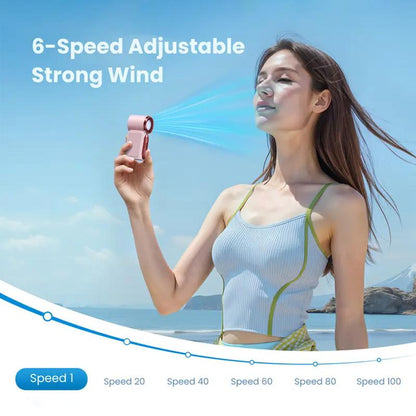 Mini Handheld Fan with LED Display –👍5-Speed Turbo Pocket size Fan.✨USB Rechargeable, High-Speed Cooling for Travel & Makeup. Perfect  Gift.  Portable Refrigeration