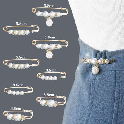 ✨Pearl Brooch Pins,Safety Pins for Clothing Dress pants skirt Cardigan Collar，Faux Pearl Rhinestones Brooches for Women Girls Pants Extender Safety Pins