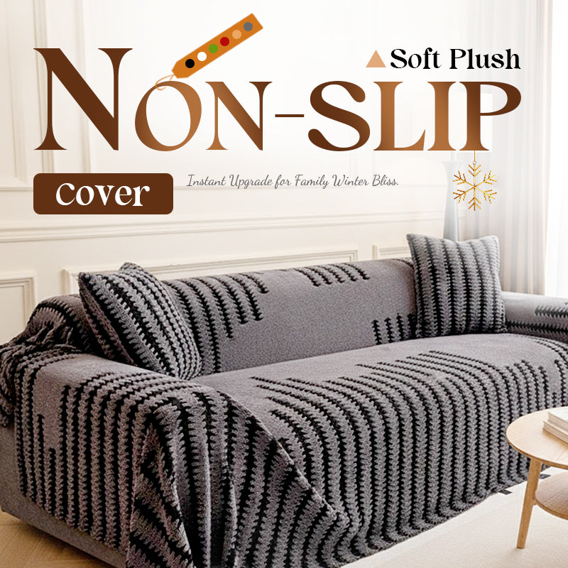⏳🔥LIMITED-TIME 50% OFF! ⏰Soft Plush Non‑Slip Couch Cover – Thick Striped Sofa Throw Cover, Cozy Winter‑Friendly Furniture Protector for Living Room, Anti‑Slip Universal Sofa Slipcover
