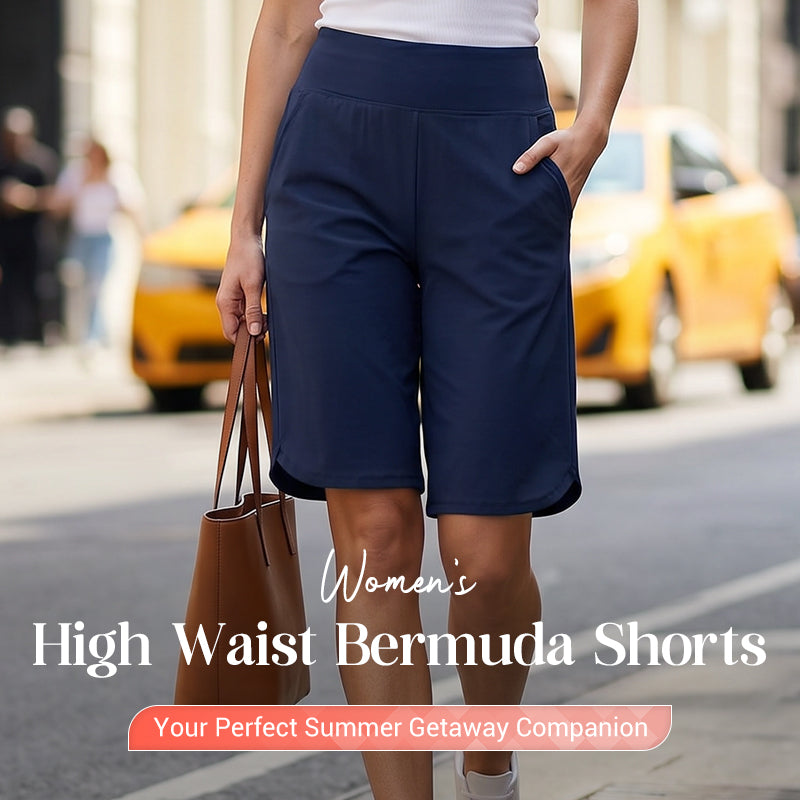High-Waist Bermuda Shorts – Tummy Control & 4-Way Stretch