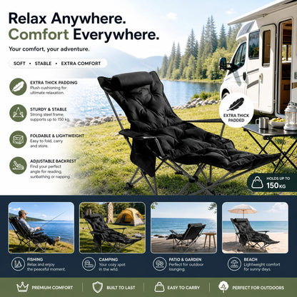 🥳2026 HOT SALE🥳💞50K+ SOLD!🪑🛡️ 50% OFF! Portable Folding Outdoor Chair – 300lb capacity, carbon steel frame, 3‑4 reclining positions. Anti‑sink feet, stable on any terrain! 🏕️✨