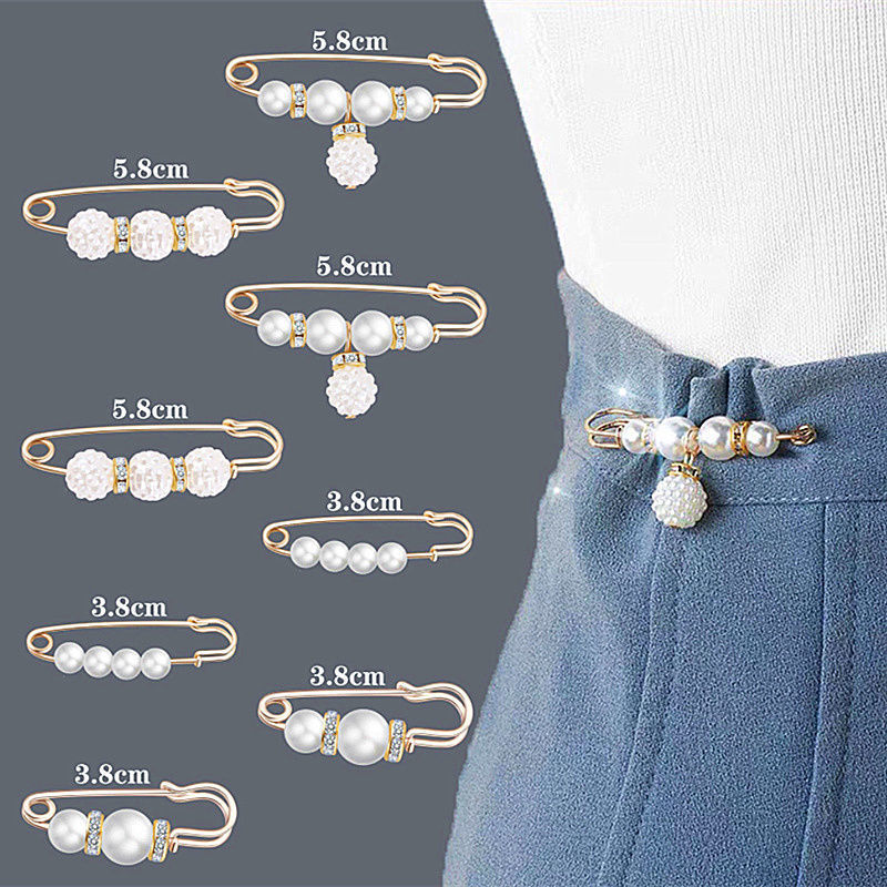✨Pearl Brooch Pins,Safety Pins for Clothing Dress pants skirt Cardigan Collar，Faux Pearl Rhinestones Brooches for Women Girls Pants Extender Safety Pins