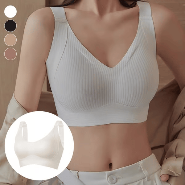 💕Subtle Striped Seamless Bra with W-Support – Comfort & Style!