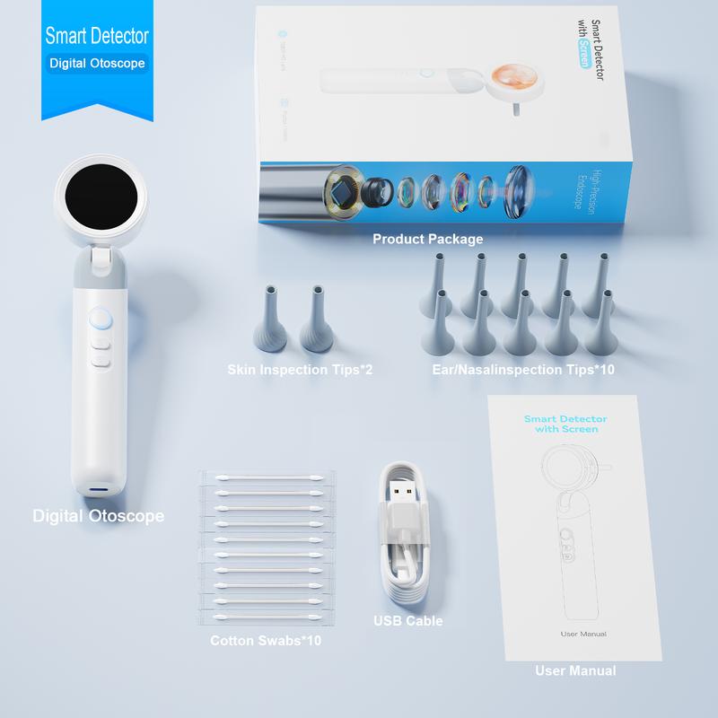 Aspoven Digital Otoscope 2026 – LED, 1.4" IPS Screen, 1080P HD,12 Silicone Tips, USB-C Rechargeable