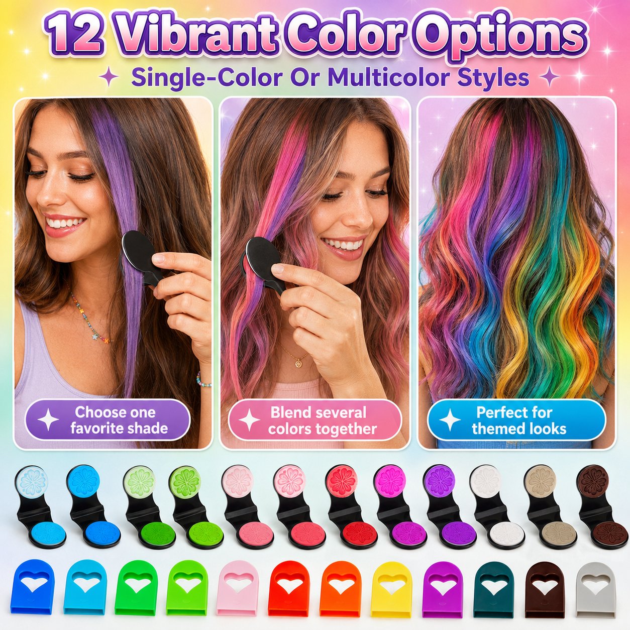 🔥Last Day 49% OFF - 🌈12-Color Temporary Hair Chalk Applicator Set