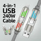 240W 4-in-1 Data Cable with Colorful Work Lights