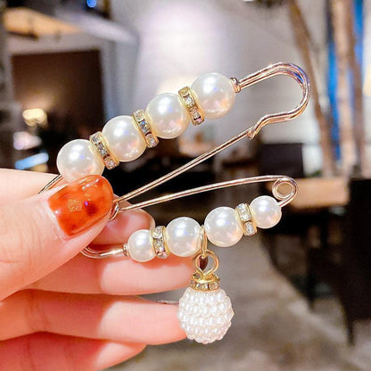 ✨Pearl Brooch Pins,Safety Pins for Clothing Dress pants skirt Cardigan Collar，Faux Pearl Rhinestones Brooches for Women Girls Pants Extender Safety Pins