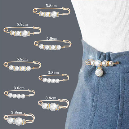 ✨Pearl Brooch Pins,Safety Pins for Clothing Dress pants skirt Cardigan Collar，Faux Pearl Rhinestones Brooches for Women Girls Pants Extender Safety Pins