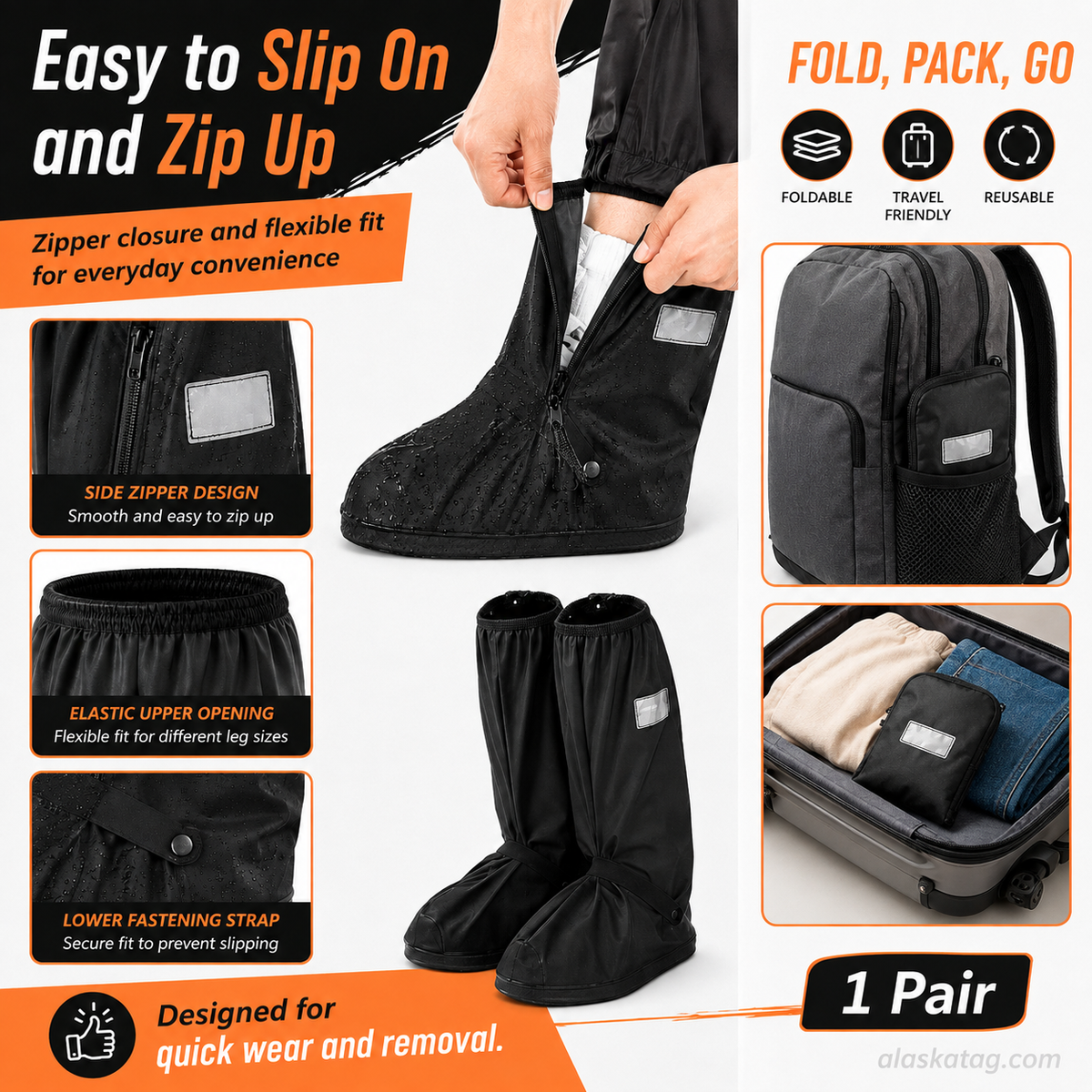 ⏳🔥LIMITED-TIME 50% OFF! ⏰🌧️ Reusable Waterproof Boot Covers for Rain, Mud & Snow