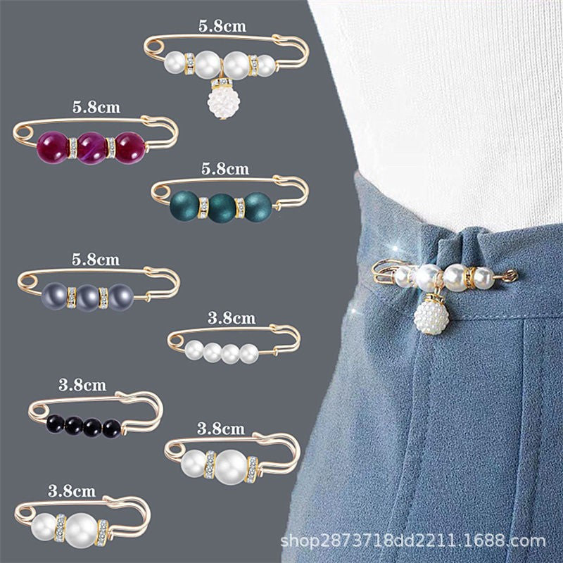 ✨Pearl Brooch Pins,Safety Pins for Clothing Dress pants skirt Cardigan Collar，Faux Pearl Rhinestones Brooches for Women Girls Pants Extender Safety Pins