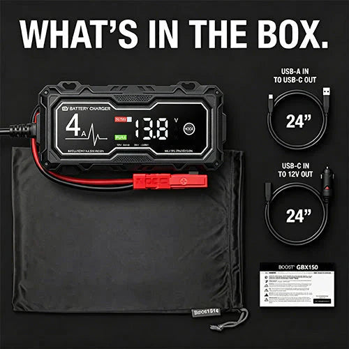 🔥 50% OFF  💥 Boost X GBX155 4A Car Battery Charger — For 10.0L Gasoline & 8.0L Diesel Engines