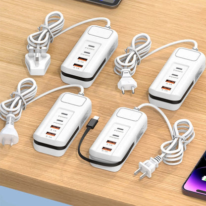 ⚡2026 Hot New Arrivals – Multi-Function Fast Charger 2PD + 2USB! 🔌📱 66W, Built-in Type-C Cable, Safely Charges 4 Devices Simultaneously