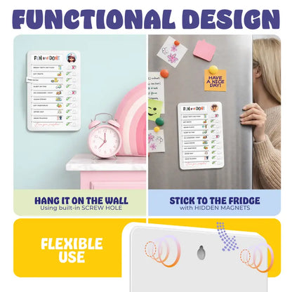 Magnetic Kids Chore Chart - Daily Routine Chart with Checklist, Stickers, Plastic Icons & Visual Task System, Back to School Supply That Builds Structure for Autistic Kids & ADHD Tools