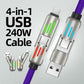 240W 4-in-1 Data Cable with Colorful Work Lights