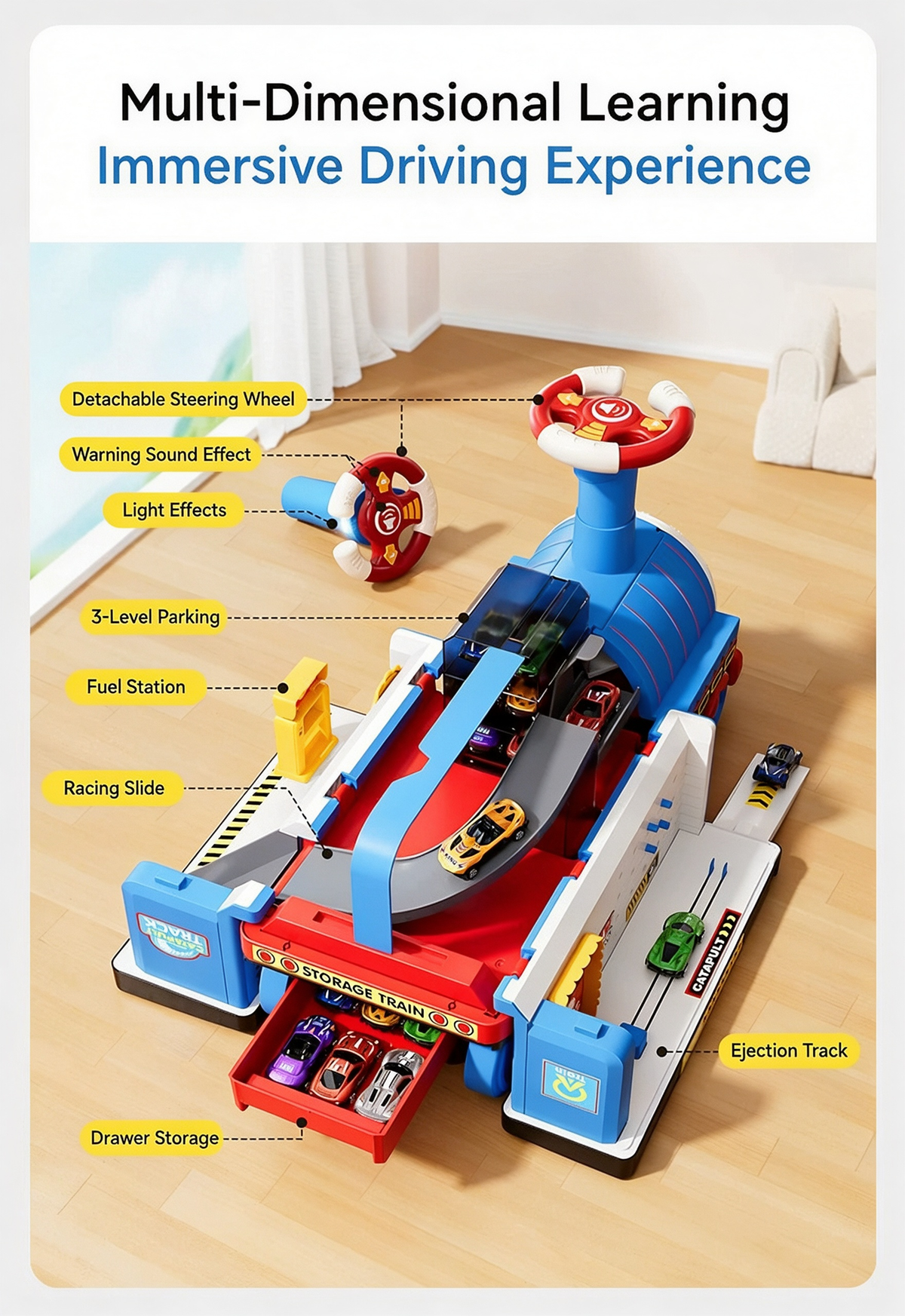 🚂 Treno Giocattolo per Bambini – Grande Locomotiva Trasformabile da Cavalcare, puoi spingerlo, tirarlo, sederti e cavalcarlo. Gioco sicuro per bambini piccoli, stimola la motricità e la creatività.