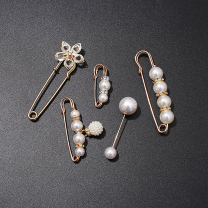 ✨Pearl Brooch Pins,Safety Pins for Clothing Dress pants skirt Cardigan Collar，Faux Pearl Rhinestones Brooches for Women Girls Pants Extender Safety Pins