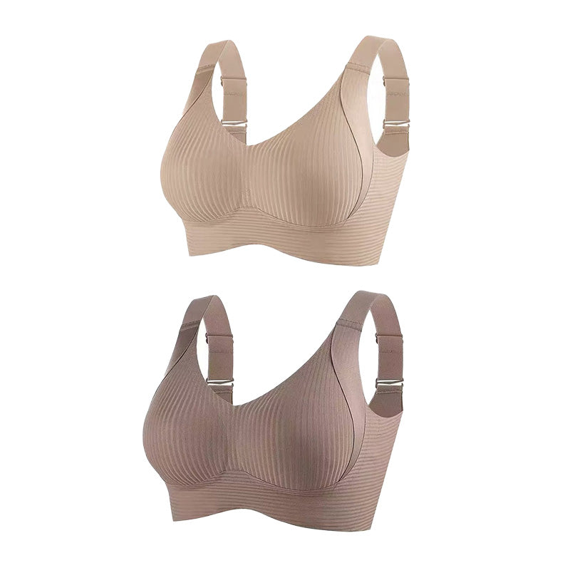 💕Subtle Striped Seamless Bra with W-Support – Comfort & Style!
