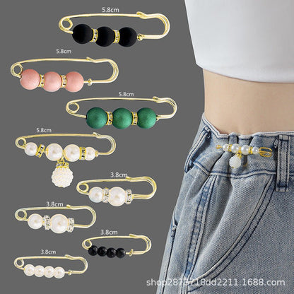 ✨Pearl Brooch Pins,Safety Pins for Clothing Dress pants skirt Cardigan Collar，Faux Pearl Rhinestones Brooches for Women Girls Pants Extender Safety Pins