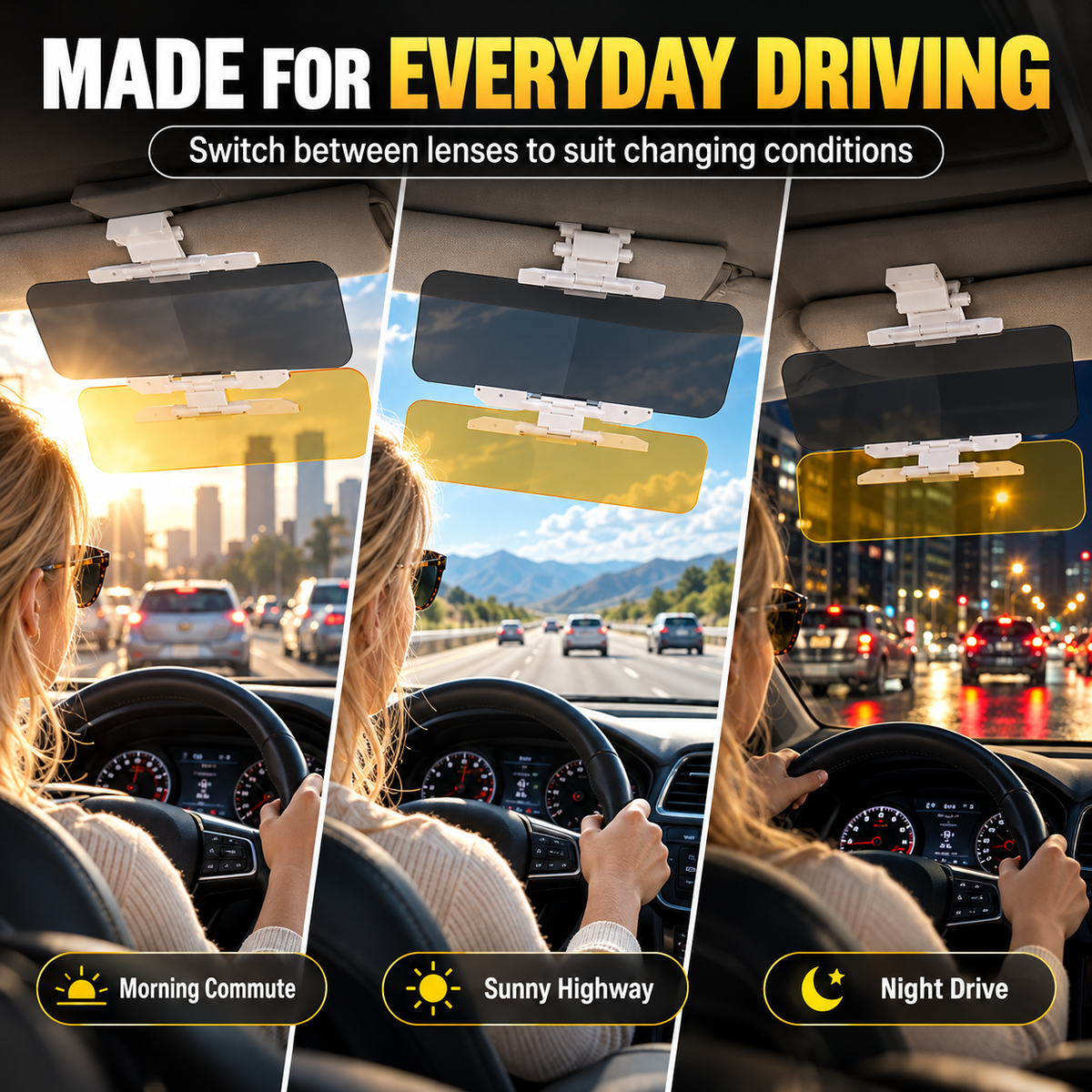 ⏳🔥LIMITED-TIME 78% OFF! Careluxpro Universal HD Anti-Glare Car Visor for Day & Night