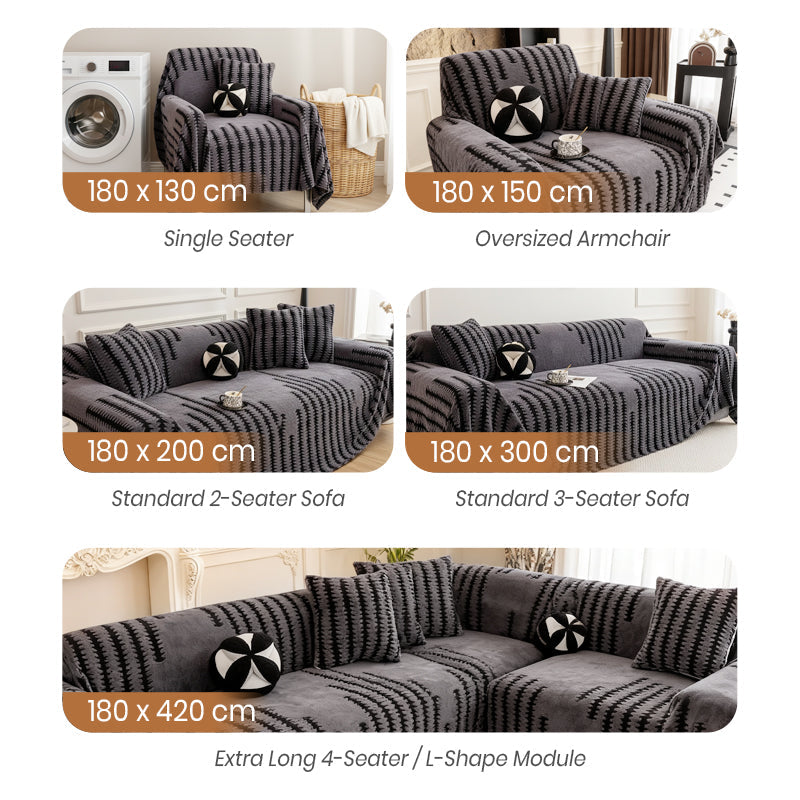 ⏳🔥LIMITED-TIME 50% OFF! ⏰Soft Plush Non‑Slip Couch Cover – Thick Striped Sofa Throw Cover, Cozy Winter‑Friendly Furniture Protector for Living Room, Anti‑Slip Universal Sofa Slipcover
