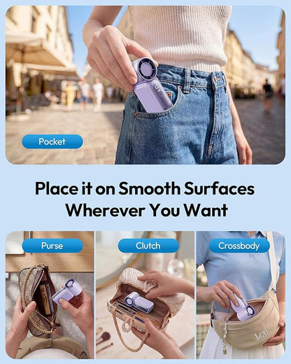Mini Handheld Fan with LED Display –👍5-Speed Turbo Pocket size Fan.✨USB Rechargeable, High-Speed Cooling for Travel & Makeup. Perfect  Gift.  Portable Refrigeration