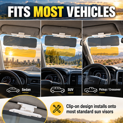 ⏳🔥LIMITED-TIME 78% OFF! Careluxpro Universal HD Anti-Glare Car Visor for Day & Night
