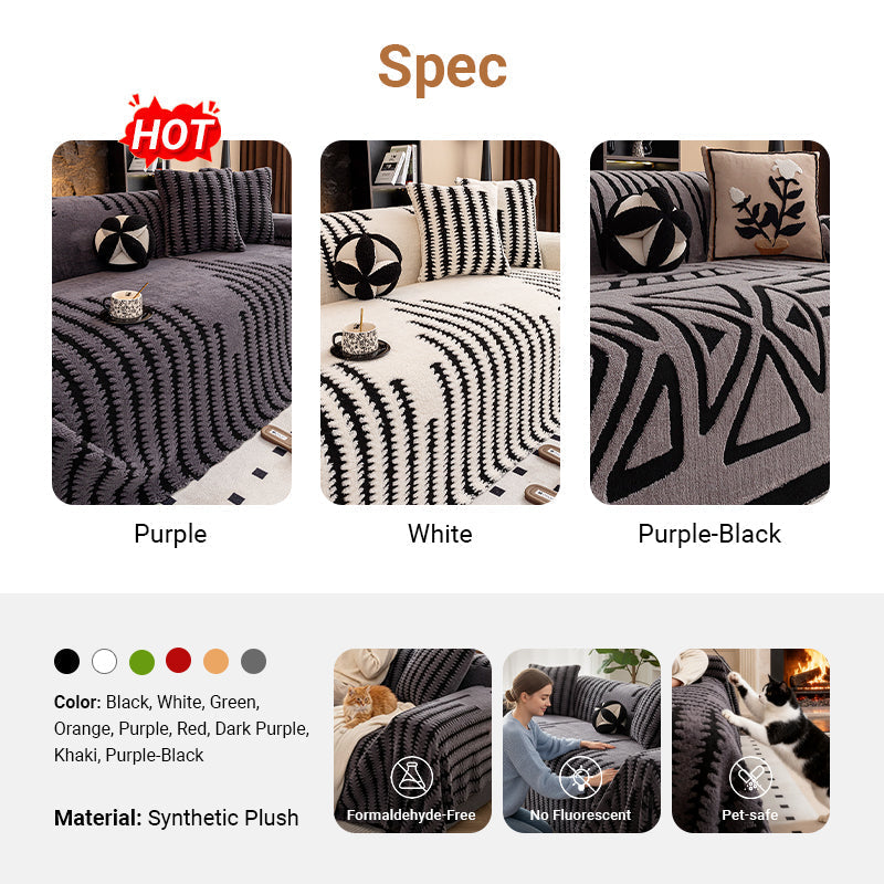 ⏳🔥LIMITED-TIME 50% OFF! ⏰Soft Plush Non‑Slip Couch Cover – Thick Striped Sofa Throw Cover, Cozy Winter‑Friendly Furniture Protector for Living Room, Anti‑Slip Universal Sofa Slipcover
