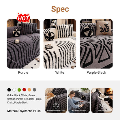 ⏳🔥LIMITED-TIME 50% OFF! ⏰Soft Plush Non‑Slip Couch Cover – Thick Striped Sofa Throw Cover, Cozy Winter‑Friendly Furniture Protector for Living Room, Anti‑Slip Universal Sofa Slipcover