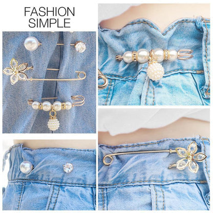 ✨Pearl Brooch Pins,Safety Pins for Clothing Dress pants skirt Cardigan Collar，Faux Pearl Rhinestones Brooches for Women Girls Pants Extender Safety Pins