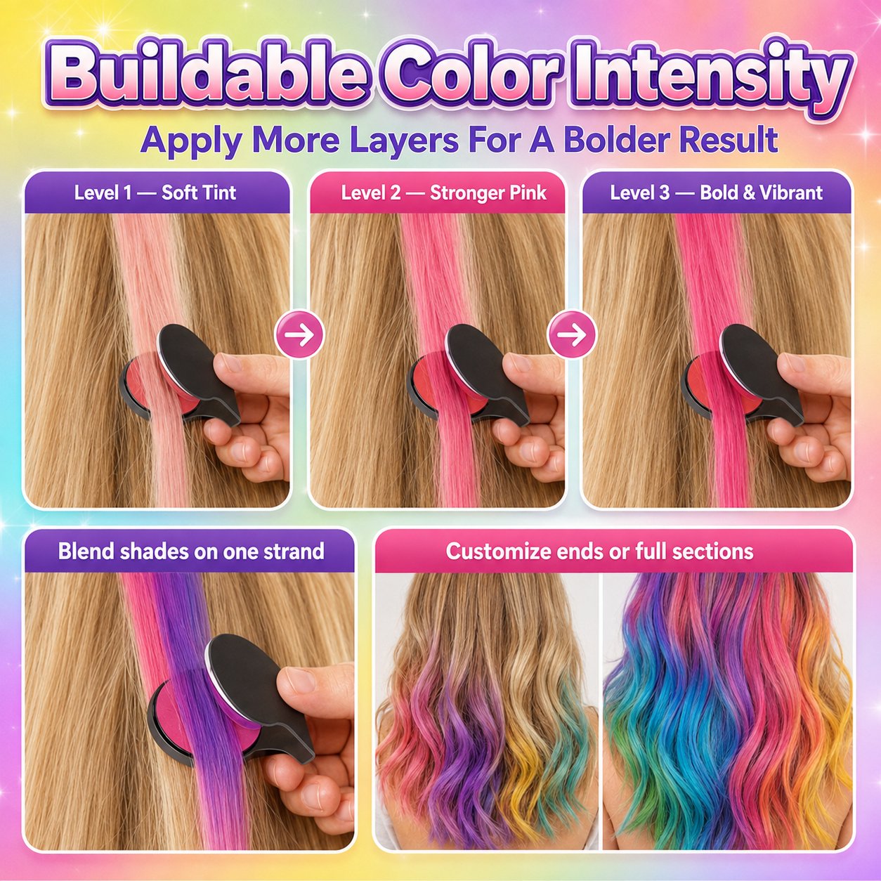 🔥Last Day 49% OFF - 🌈12-Color Temporary Hair Chalk Applicator Set