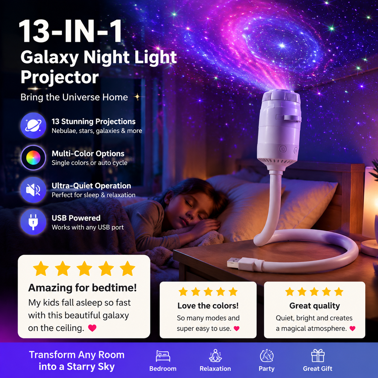 🌌 2026 Sale — Over 27,000 Sold! 💫 USB Star Projector Lamp – Dreamy Galaxy Nights ✨