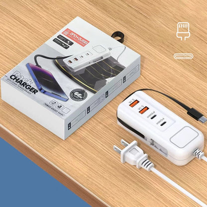 ⚡2026 Hot New Arrivals – Multi-Function Fast Charger 2PD + 2USB! 🔌📱 66W, Built-in Type-C Cable, Safely Charges 4 Devices Simultaneously