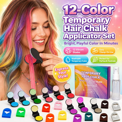 🔥Last Day 49% OFF - 🌈12-Color Temporary Hair Chalk Applicator Set