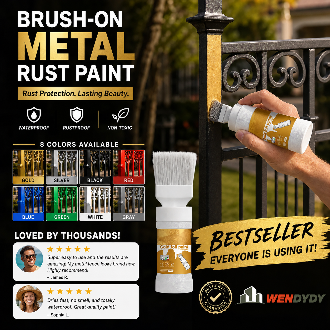 ✨New Arrival✨🖌️🏠Water-Based Metallic Silver Paint with Built-in Brush💥👍